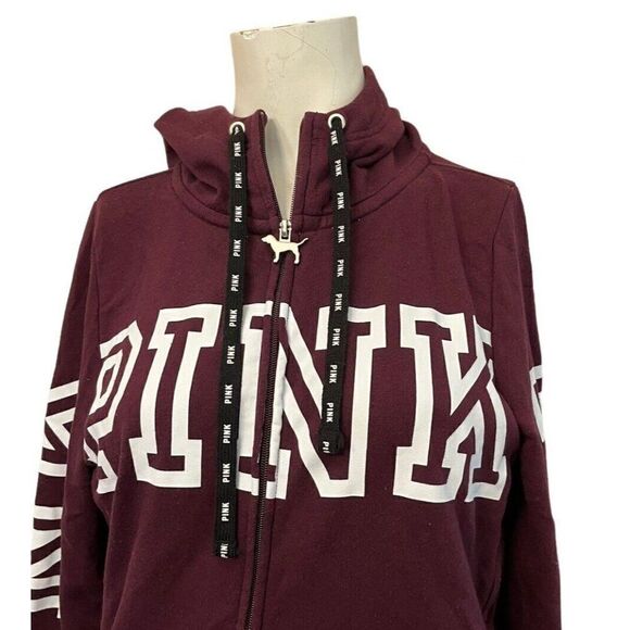 Victoria's Secret PINK Ladies S Zip Hooded Fleece Jacket Sweatshirt Breakaway - Picture 2 of 7